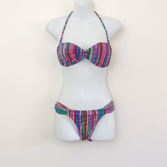 Victoria Secret Colorful Striped Woman’s Swim Suit Size XS - Picture 1 of 7